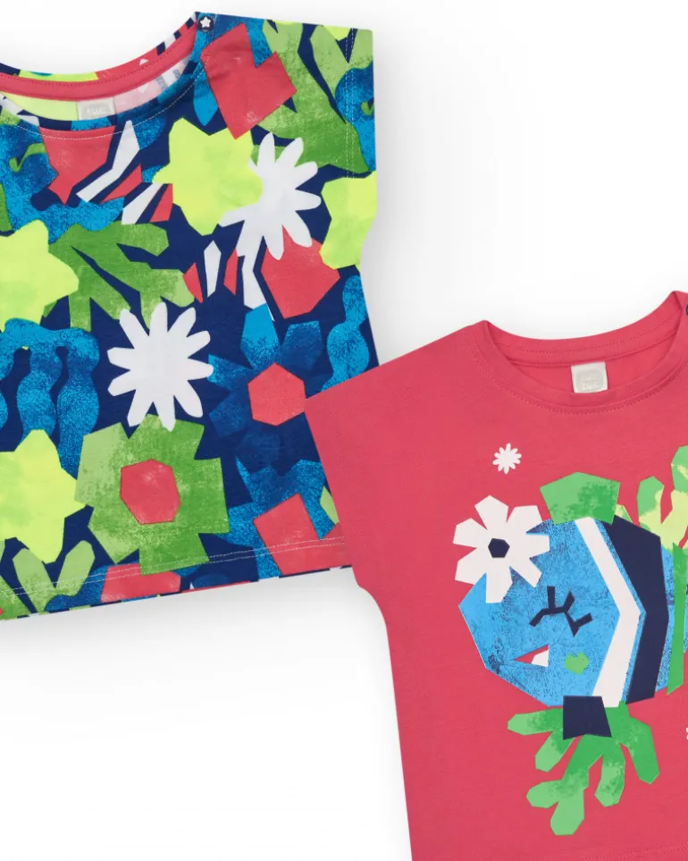 Ensemble pour fille avec deux t-shirts et legging cycliste