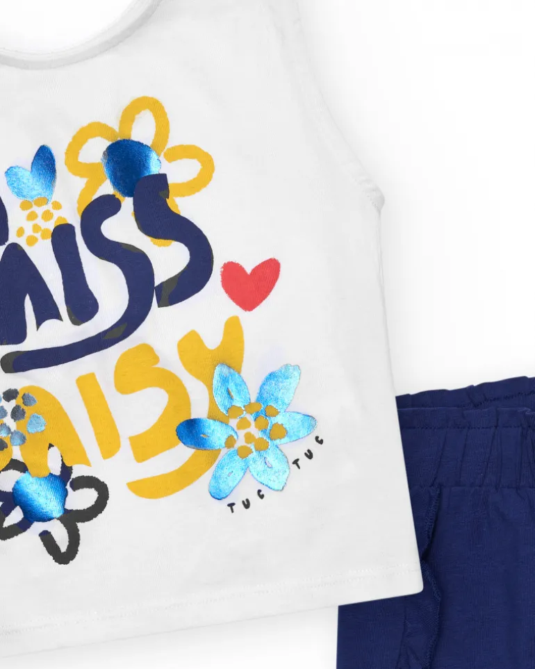 Ensemble pour fille avec t-shirt floral et short bleu