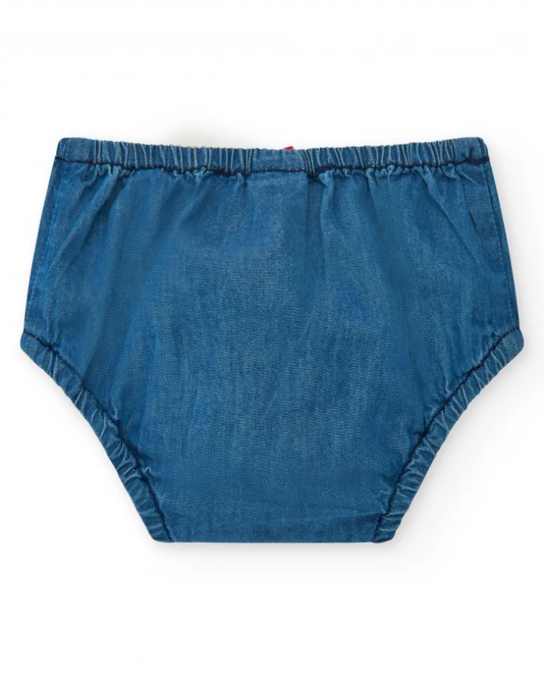 Ensemble pour fille avec t-shirt blanc de méduse et jupe en denim à volants