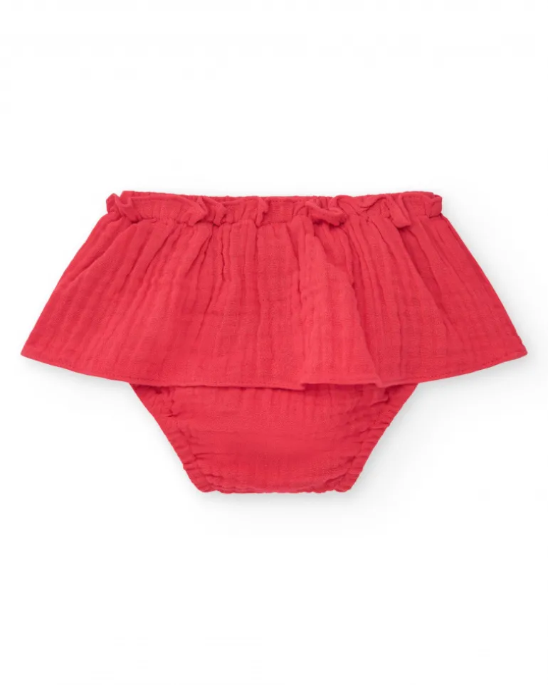 Ensemble pour fille avec blouse à carreaux et culotte rouge à volants