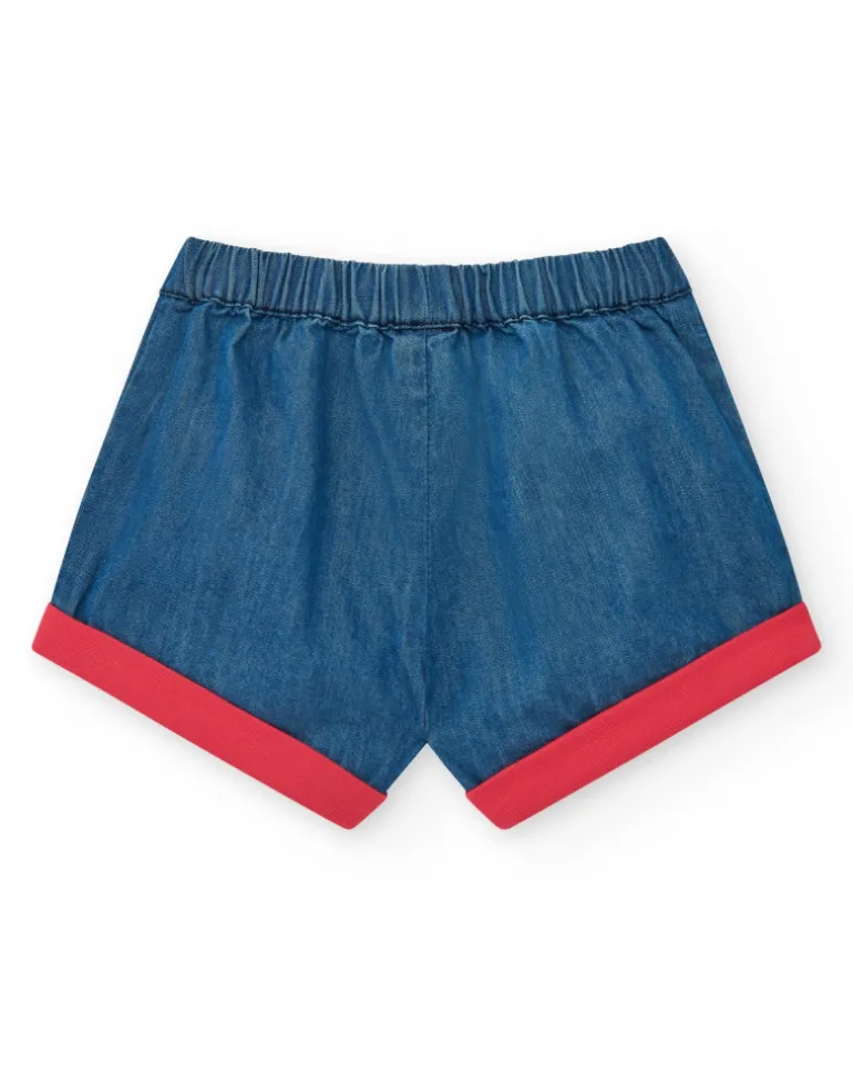 Ensemble pour fille avec t-shirt rouge de baleine et pantalon en jean bleu