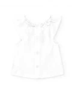 Ensemble pour fille avec blouse blanche à poissons et culotte rouge à carreaux