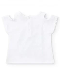 Ensemble pour fille avec t-shirt de pieuvre et short bleu avec nœud rouge