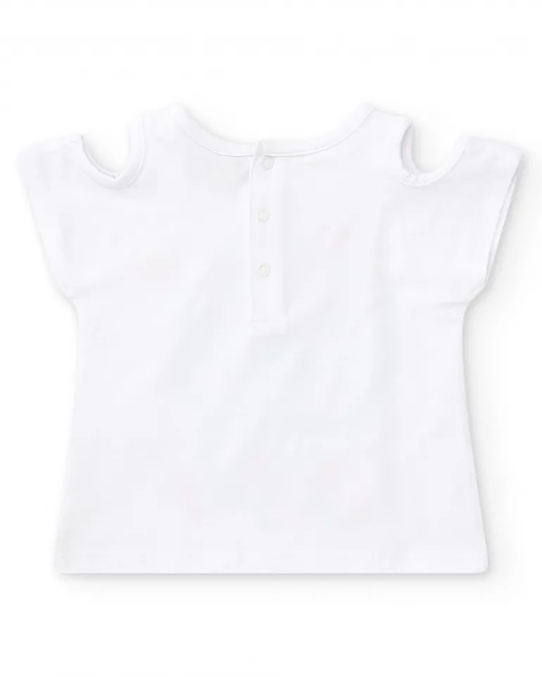 Ensemble pour fille avec t-shirt de pieuvre et short bleu avec nœud rouge