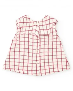 Ensemble pour fille avec blouse à carreaux et culotte rouge à volants