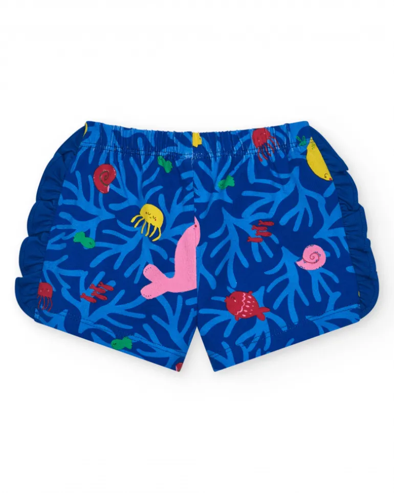 Ensemble pour fille avec t-shirt blanc de baleine et pantalon bleu marine