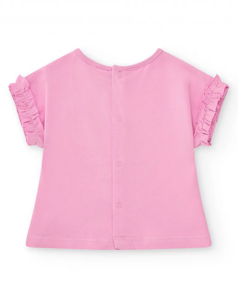 Ensemble pour fille avec t-shirt en tricot sans manches et imprimé