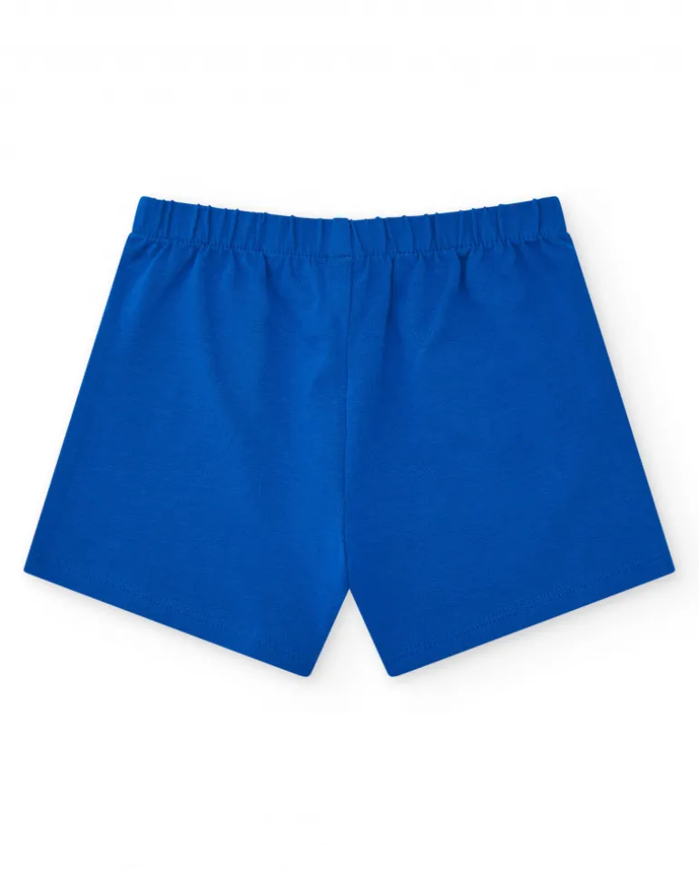 Ensemble pour fille avec t-shirt de pieuvre et short bleu avec nœud rouge