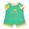 Ensemble pour garçon avec t-shirt de pommes et salopette verte avec broderie de pomme