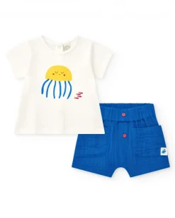 Ensemble pour garçon avec t-shirt blanc imprimé et shorts