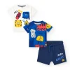 Ensemble pour garçon avec deux t-shirts et short bleu