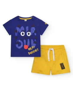 Ensemble pour garçon avec t-shirt bleu et short jaune