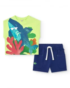 Ensemble pour garçon avec t-shirt de requin et short bleu