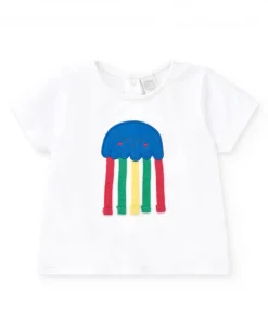 Ensemble pour garçon avec t-shirt blanc et short bleu