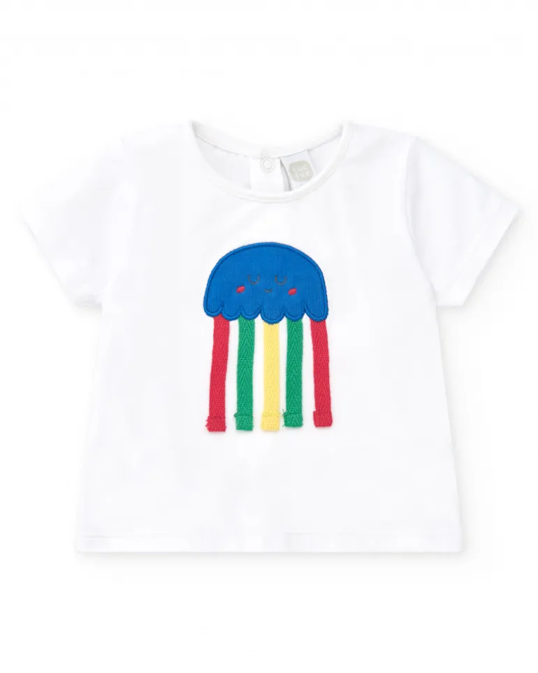 Ensemble pour garçon avec t-shirt blanc et short bleu