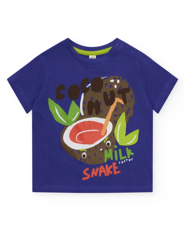 Ensemble pour garçon avec t-shirt noix de coco et bermuda verte