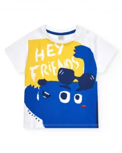 Ensemble pour garçon avec t-shirt blanc et bermuda bleue