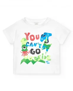 Ensemble pour garçon avec t-shirt blanc et bermuda tropicale