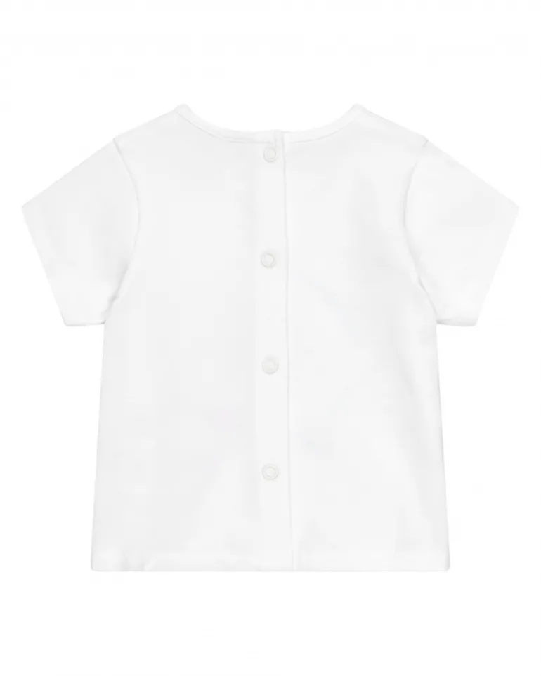 Ensemble pour garçon avec t-shirt blanc d'éléphant, veste bleue avec capuche et pantalon long bleu