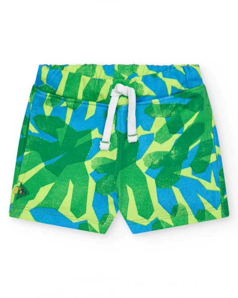 Ensemble pour garçon avec t-shirt blanc et bermuda tropicale