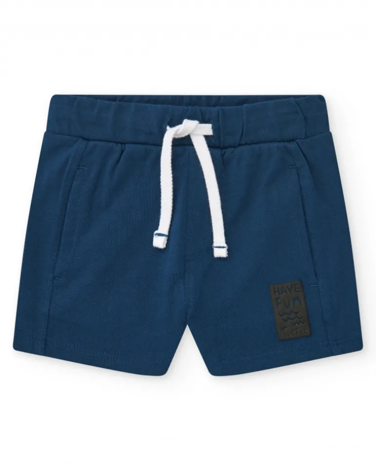 Ensemble pour garçon avec t-shirt imprimé et bermuda bleue ajustable