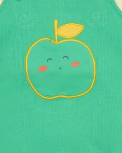Ensemble pour garçon avec t-shirt de pommes et salopette verte avec broderie de pomme