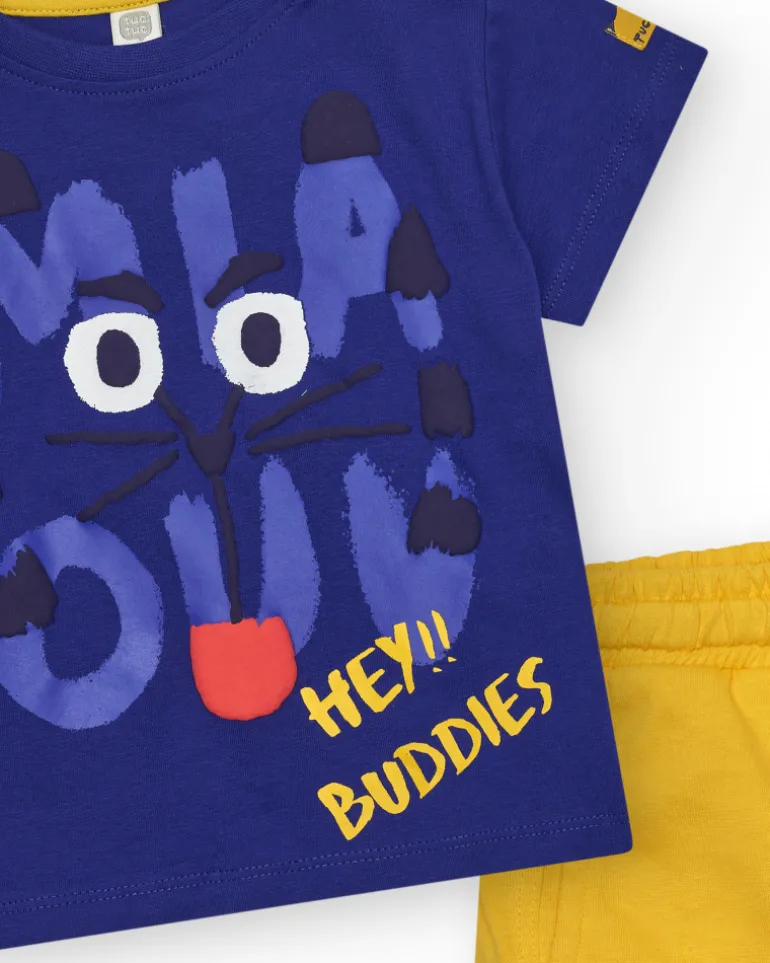 Ensemble pour garçon avec t-shirt bleu et short jaune
