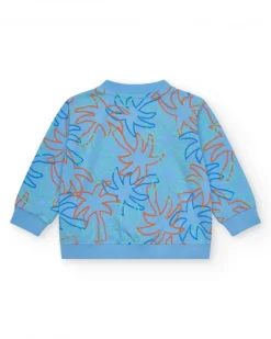 Ensemble pour garçon avec t-shirt blanc d'éléphant, veste bleue avec capuche et pantalon long bleu