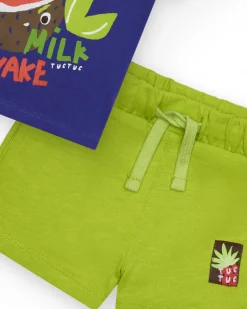 Ensemble pour garçon avec t-shirt noix de coco et bermuda verte