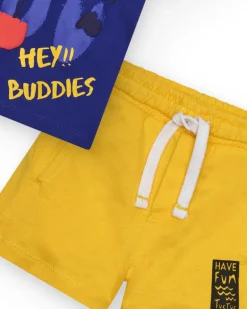 Ensemble pour garçon avec t-shirt bleu et short jaune
