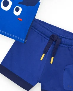Ensemble pour garçon avec t-shirt blanc et bermuda bleue