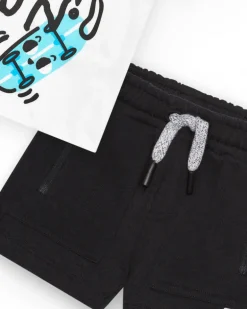 Ensemble pour garçon avec t-shirt blanc et short noir