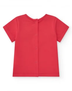 Ensemble pour garçon avec t-shirt rouge et shorts en jean