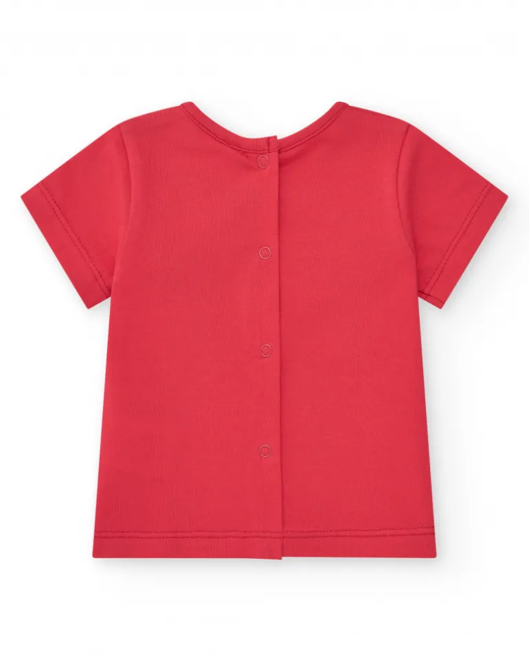 Ensemble pour garçon avec t-shirt rouge et shorts en jean