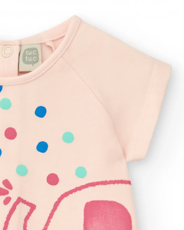 Ensemble rose pour fille avec t-shirt d'éléphant et pantalon court vert