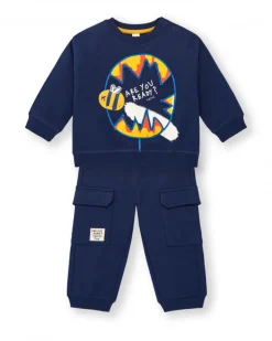 Ensemble sweat et pantalon cargo en peluche garçon bleu marine imprimé abeille Amazing collection