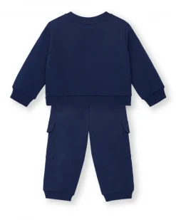 Ensemble sweat et pantalon cargo en peluche garçon bleu marine imprimé abeille Amazing collection