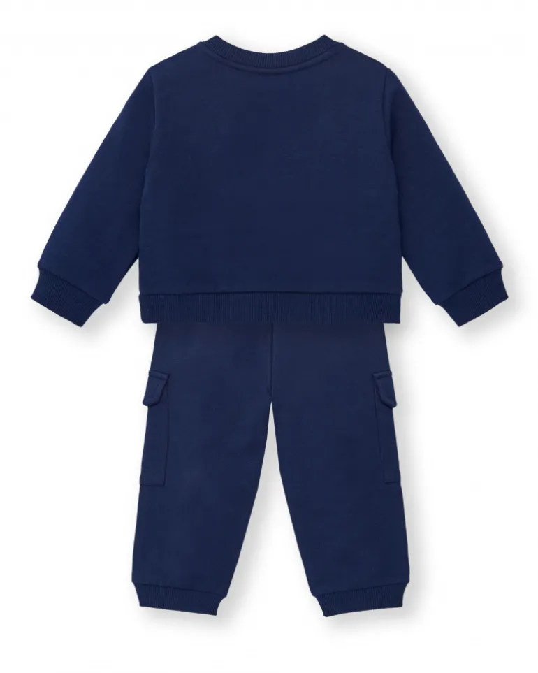 Ensemble sweat et pantalon cargo en peluche garçon bleu marine imprimé abeille Amazing collection