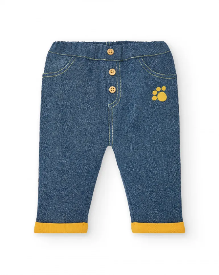 Ensemble t-shirt et pantalon garçon jaune et bleu imprimé chatons, collection Lovely Kittens