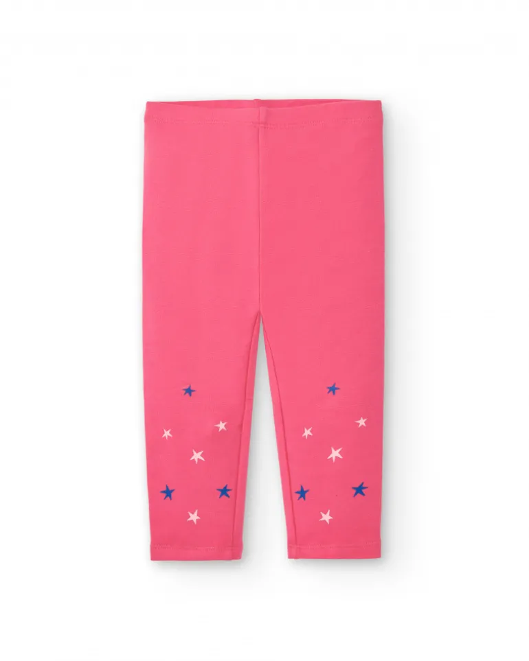 Ensemble t-shirt manches longues et leggings fille rose et bleu avec étoiles imprimées Superbe collection