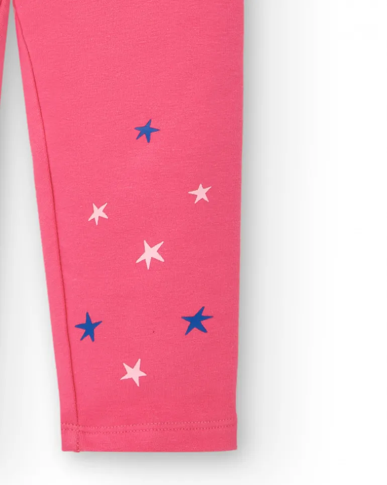 Ensemble t-shirt manches longues et leggings fille rose et bleu avec étoiles imprimées Superbe collection