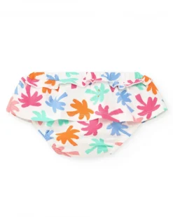 Ensemble vert pour fille avec t-shirt d'éléphant et culotte blanche avec feuilles tropicales