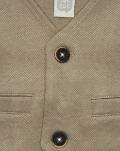 Gilet beige pour garçon avec boutons et poches décoratives