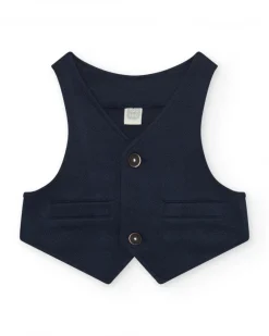 Gilet bleu marine pour garçon avec boutons et poches décoratives