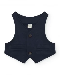Gilet bleu marine pour garçon avec boutons et poches décoratives