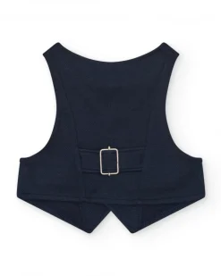 Gilet bleu marine pour garçon avec boutons et poches décoratives