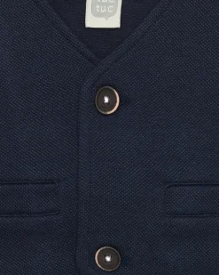 Gilet bleu marine pour garçon avec boutons et poches décoratives