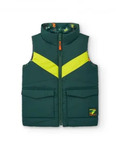 Gilet réversible pour garçon vert avec détails jaune fluo collection Soulvivor