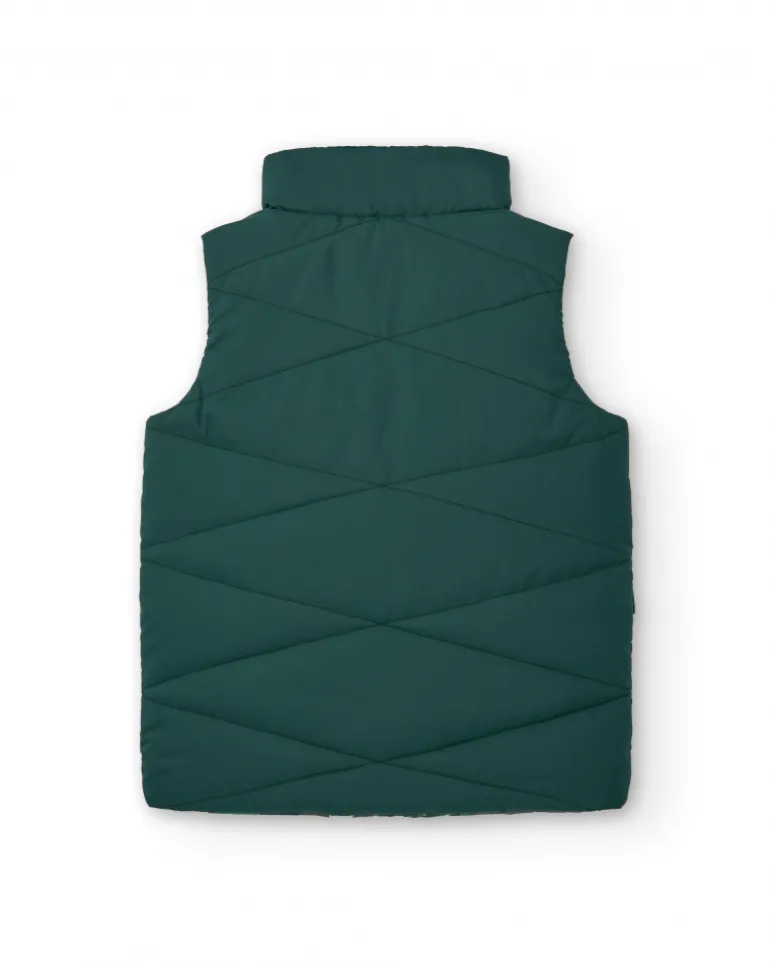 Gilet réversible pour garçon vert avec détails jaune fluo collection Soulvivor