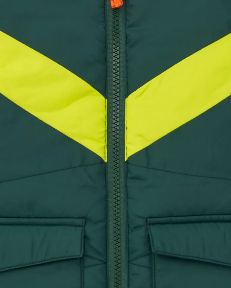 Gilet réversible pour garçon vert avec détails jaune fluo collection Soulvivor